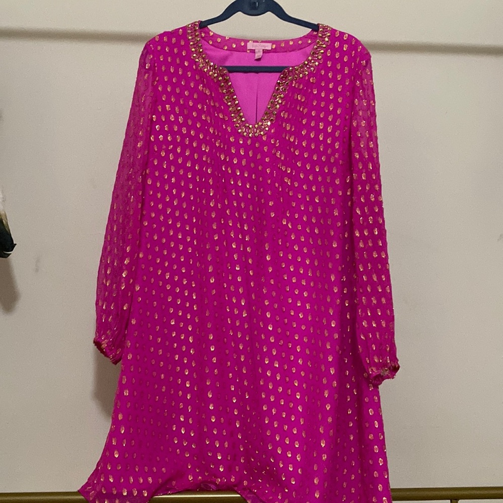 Lilly Pulitzer Pink and Gold dress